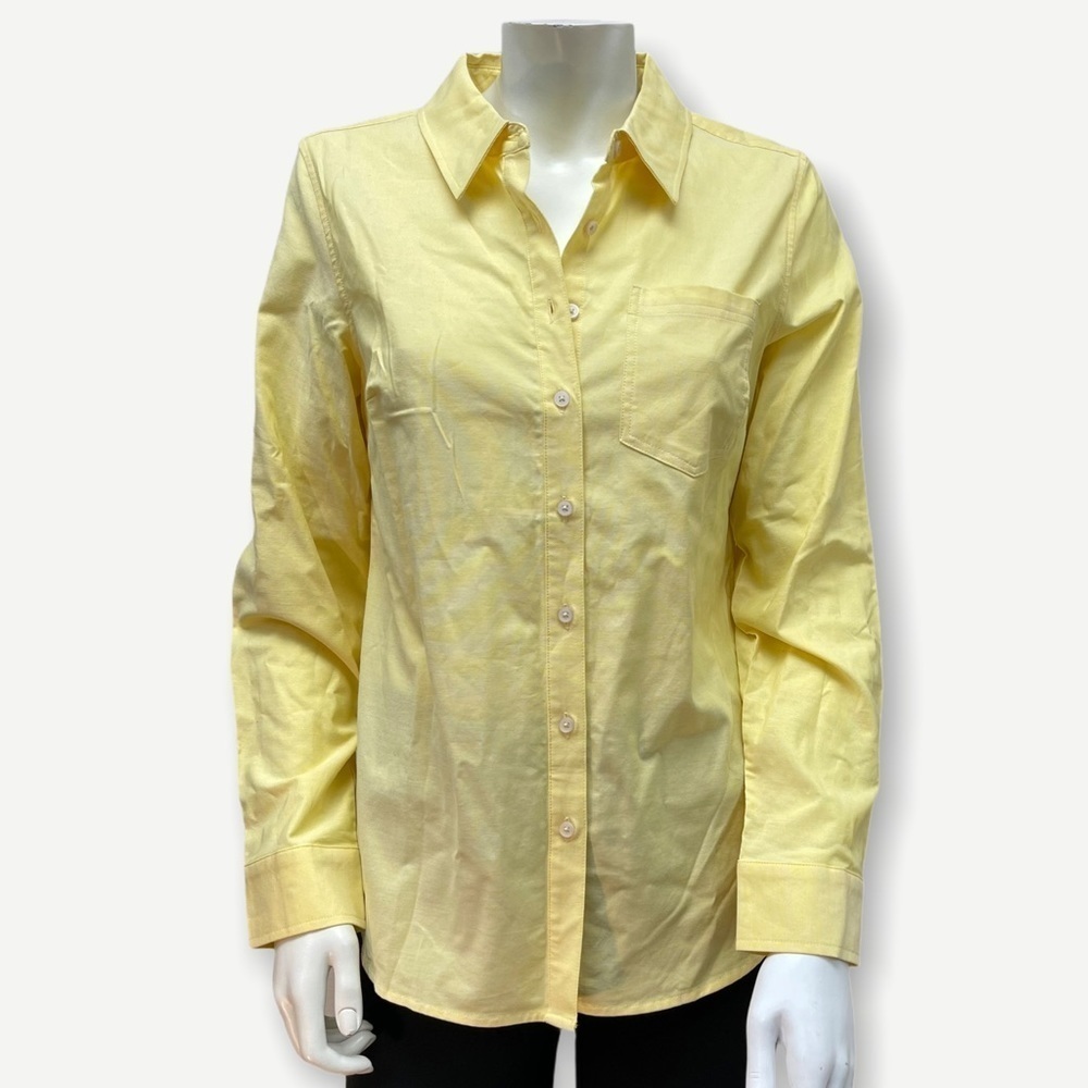 DENIM & Co. Stretch Oxford Point‎ Collar Button-Fro